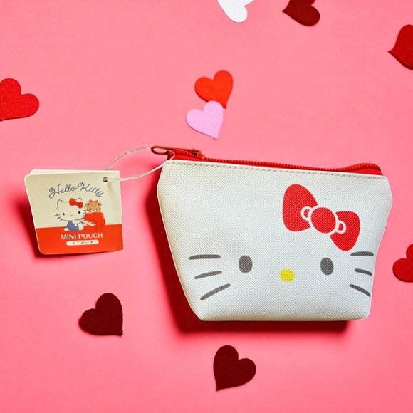 Hello Kitty Sanrio Mini Coin Purse Cosmetic Pouch White NWT - Picture 1 of 4